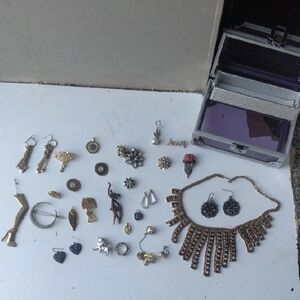 Vintage Jewerly And Box Bundle